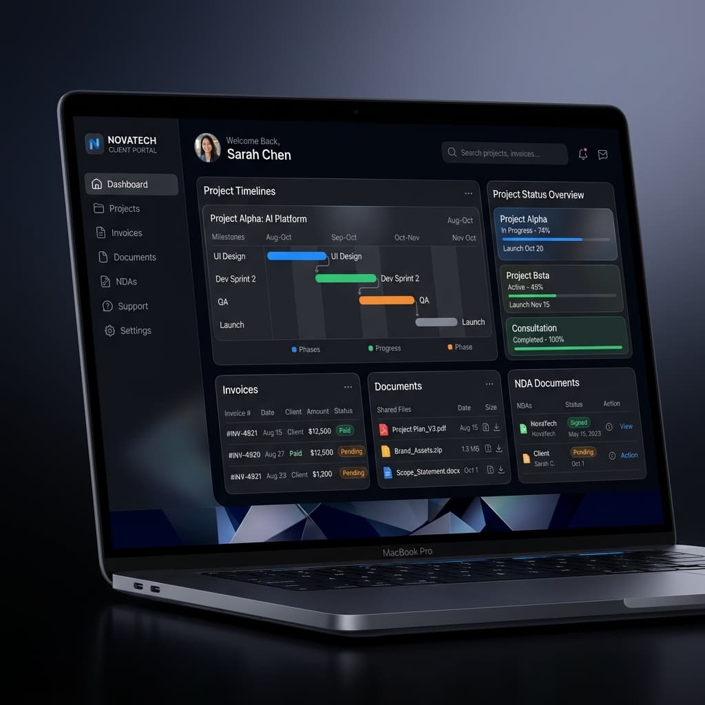 Horizon View Global Client Portal Dashboard showing live project status